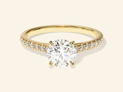 Round Cut Engagement Ring with Pave Set Side Stones