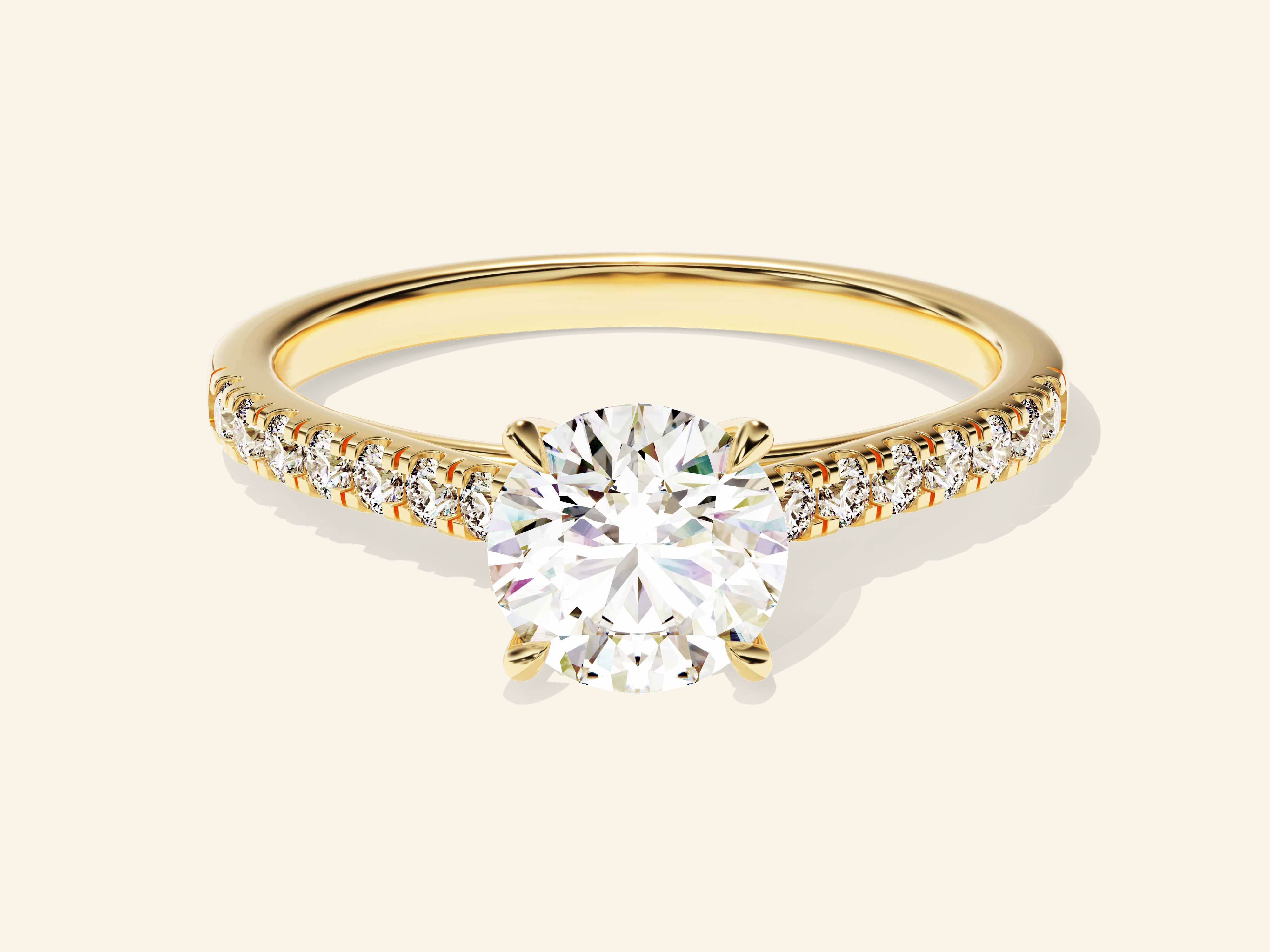 Round Cut Engagement Ring with Pave Set Side Stones