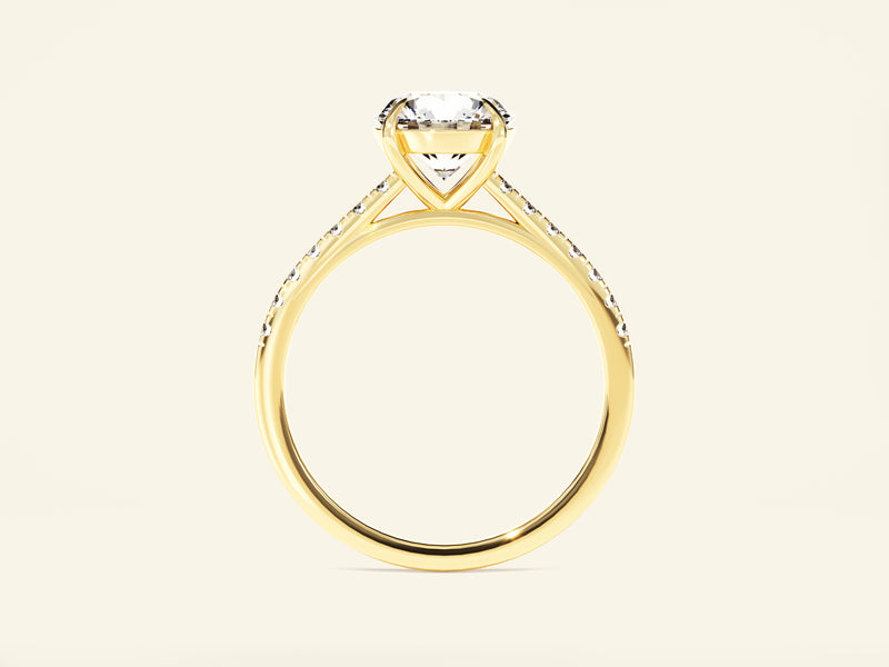 Round Cut Engagement Ring with Pave Set Side Stones
