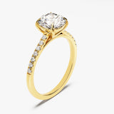 Cathedral Round Cut Lab Grown Diamond Engagement Ring with Pave Set Sidestones (1.50 CT)