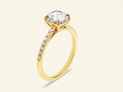 Round Cut Engagement Ring with Pave Set Side Stones