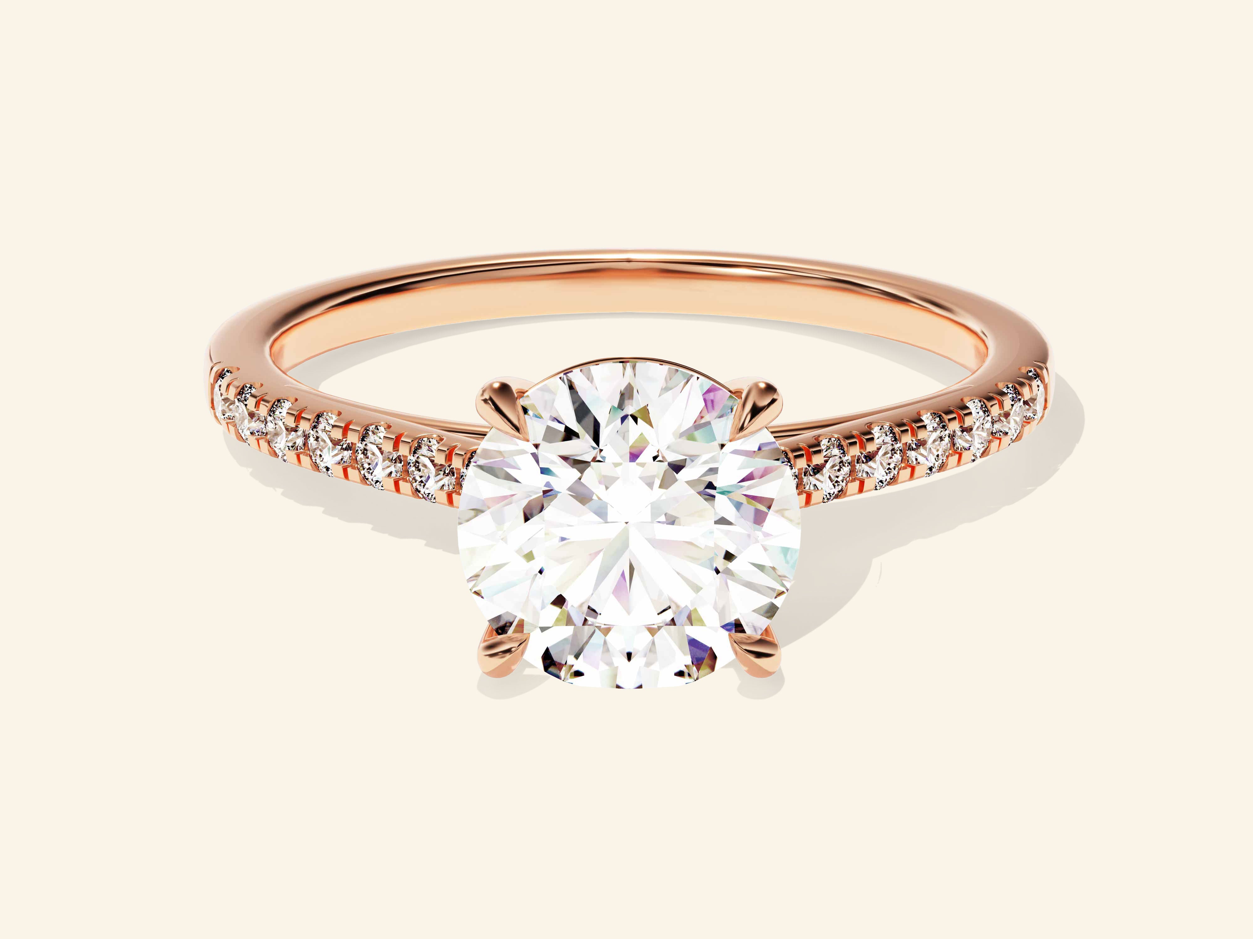 Round Cut Engagement Ring with Pave Set Side Stones