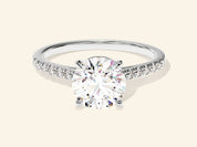 Round Cut Engagement Ring with Pave Set Side Stones