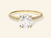 Round Cut Engagement Ring with Pave Set Side Stones