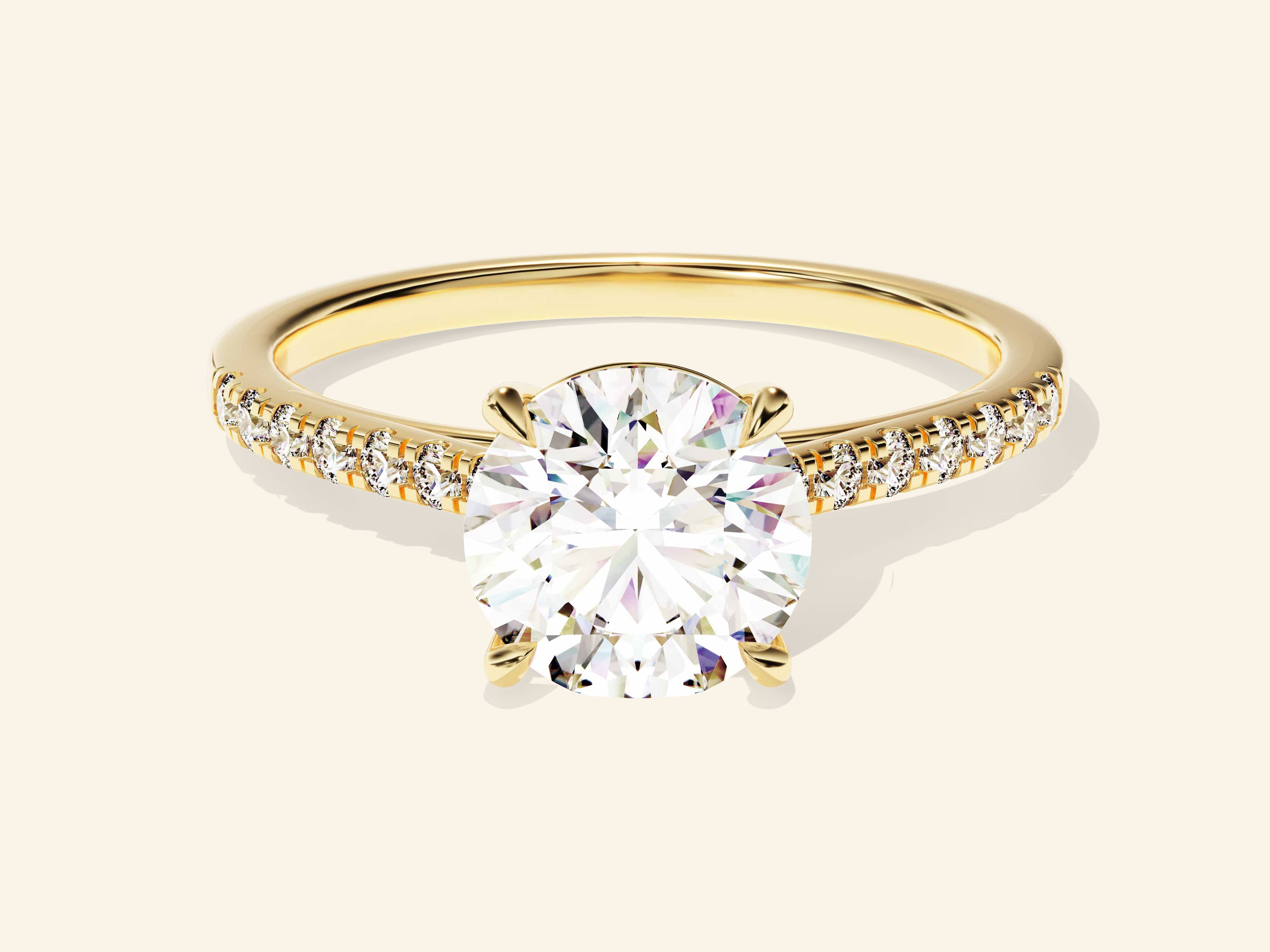 Round Cut Engagement Ring with Pave Set Side Stones