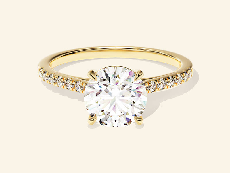 Round Cut Engagement Ring with Pave Set Side Stones