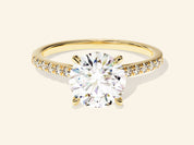 Round Cut Engagement Ring with Pave Set Side Stones