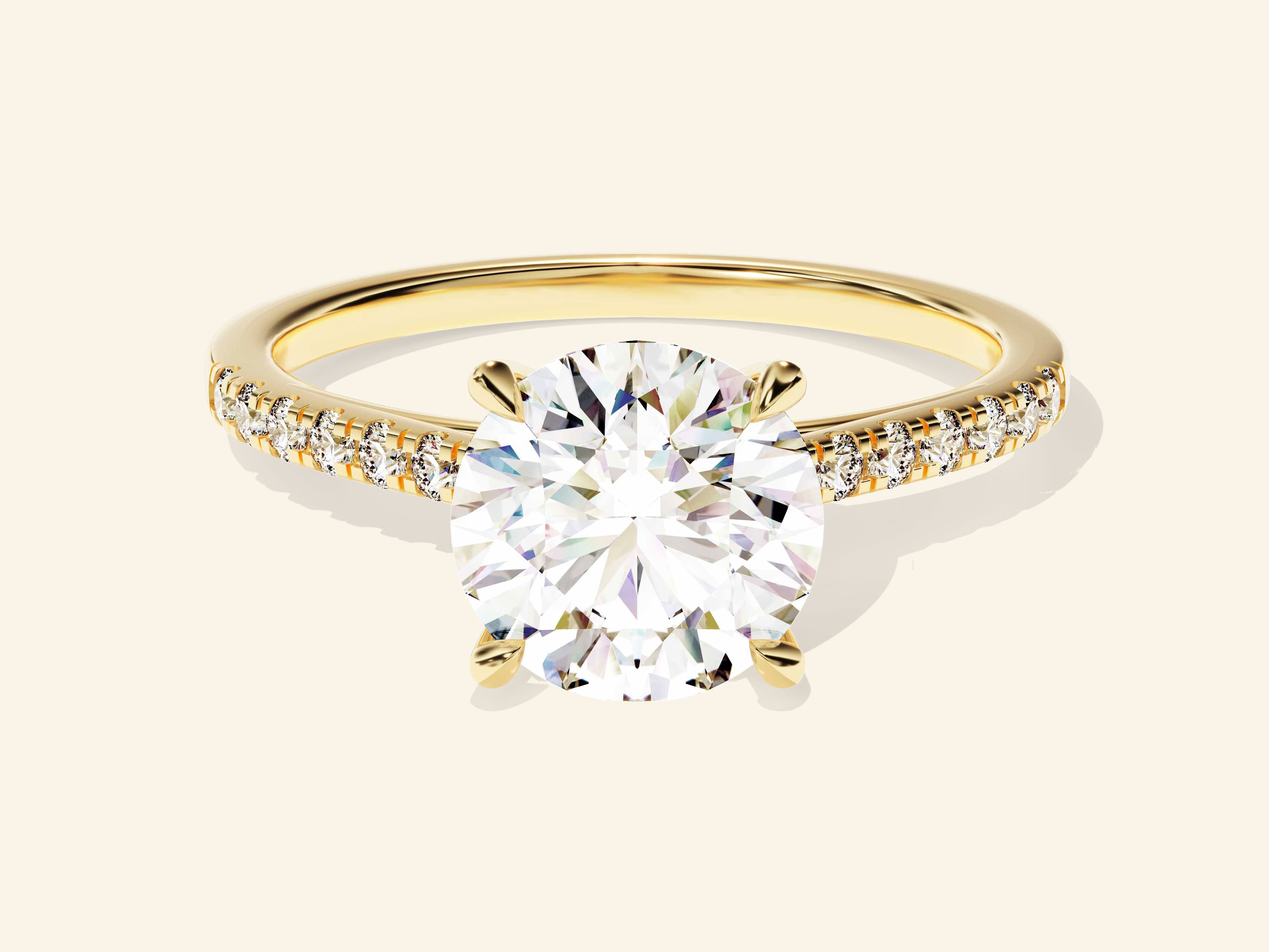Round Cut Engagement Ring with Pave Set Side Stones