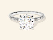Round Cut Engagement Ring with Pave Set Side Stones