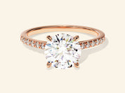 Round Cut Engagement Ring with Pave Set Side Stones