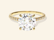 Round Cut Engagement Ring with Pave Set Side Stones