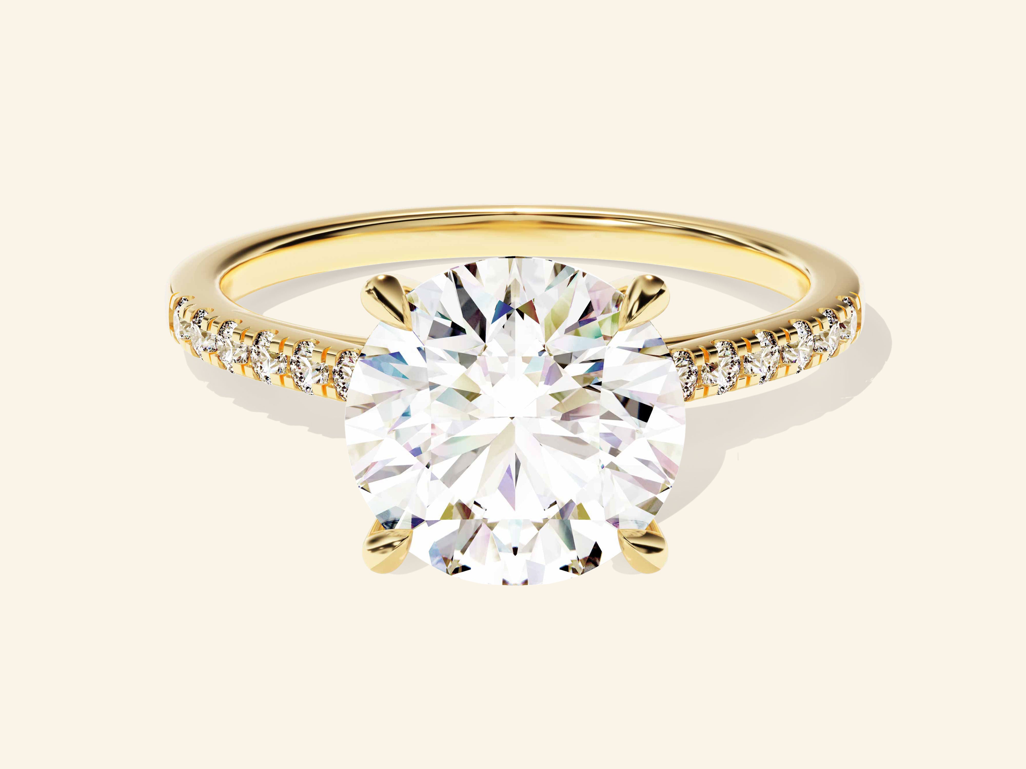 Round Cut Engagement Ring with Pave Set Side Stones