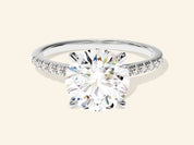 Round Cut Engagement Ring with Pave Set Side Stones