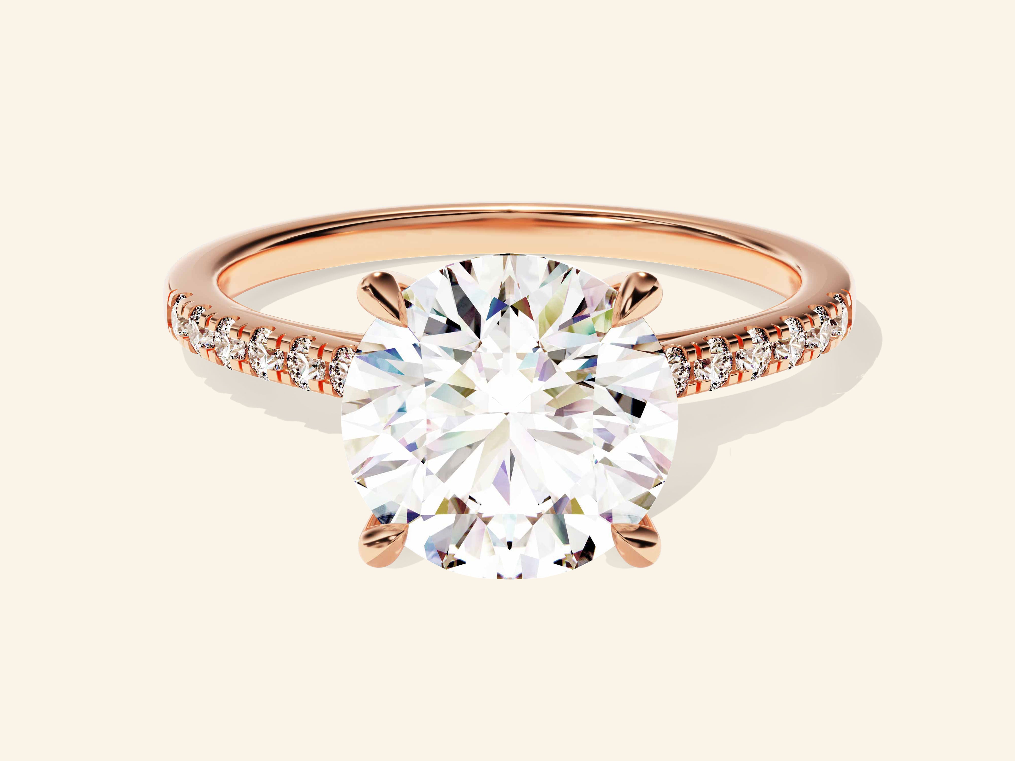 Round Cut Engagement Ring with Pave Set Side Stones