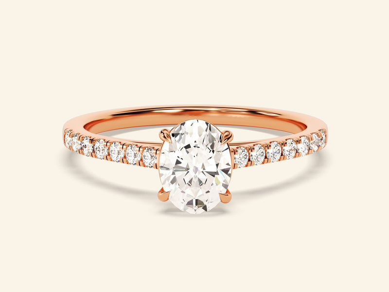 Oval Cut Engagement Ring with Pave Set Side Stones