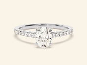 Oval Cut Engagement Ring with Pave Set Side Stones