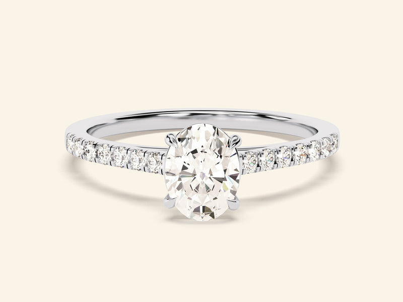 Oval Cut Engagement Ring with Pave Set Side Stones