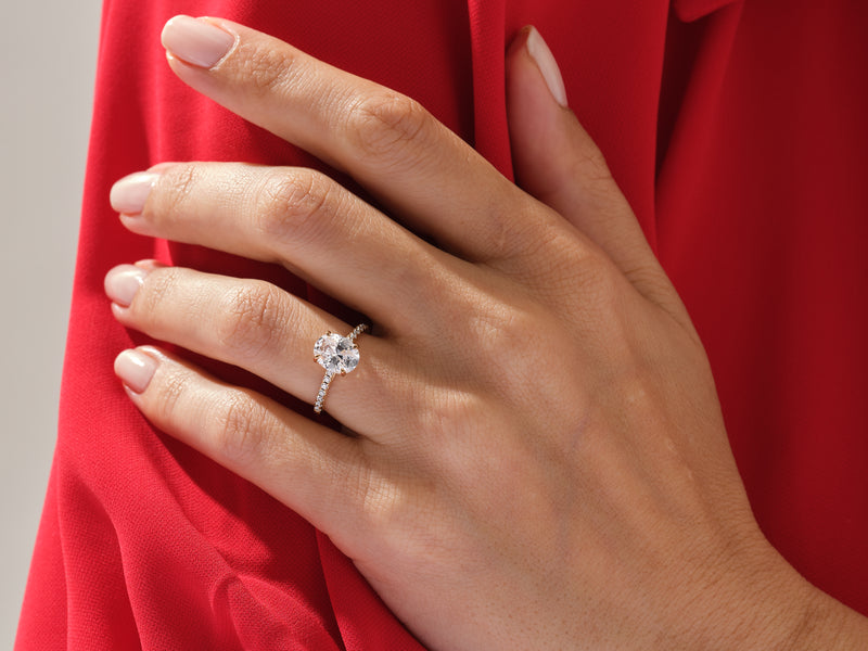 Oval Cut Engagement Ring with Pave Set Side Stones