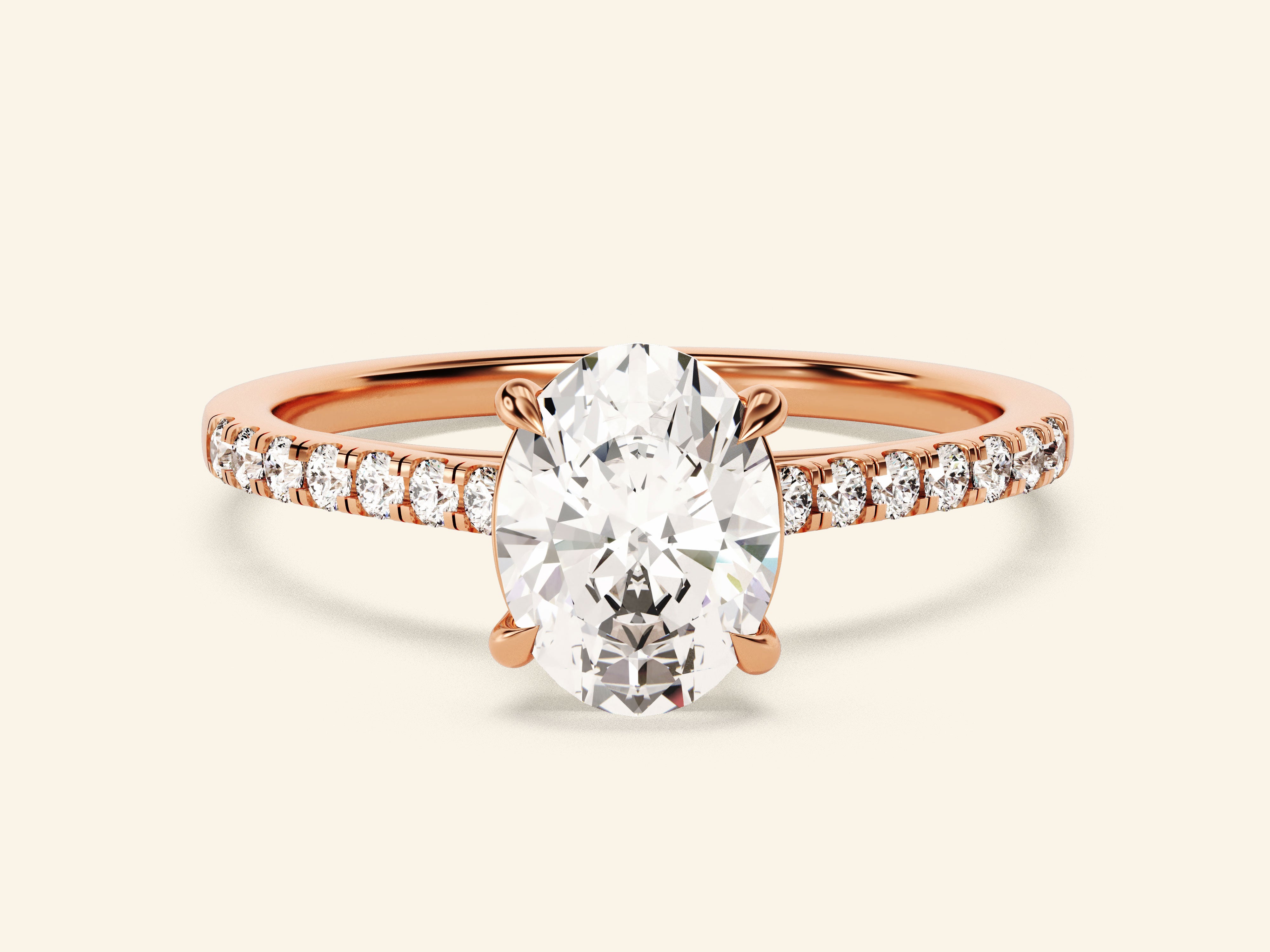 Oval Cut Engagement Ring with Pave Set Side Stones
