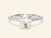 Oval Cut Engagement Ring with Pave Set Side Stones