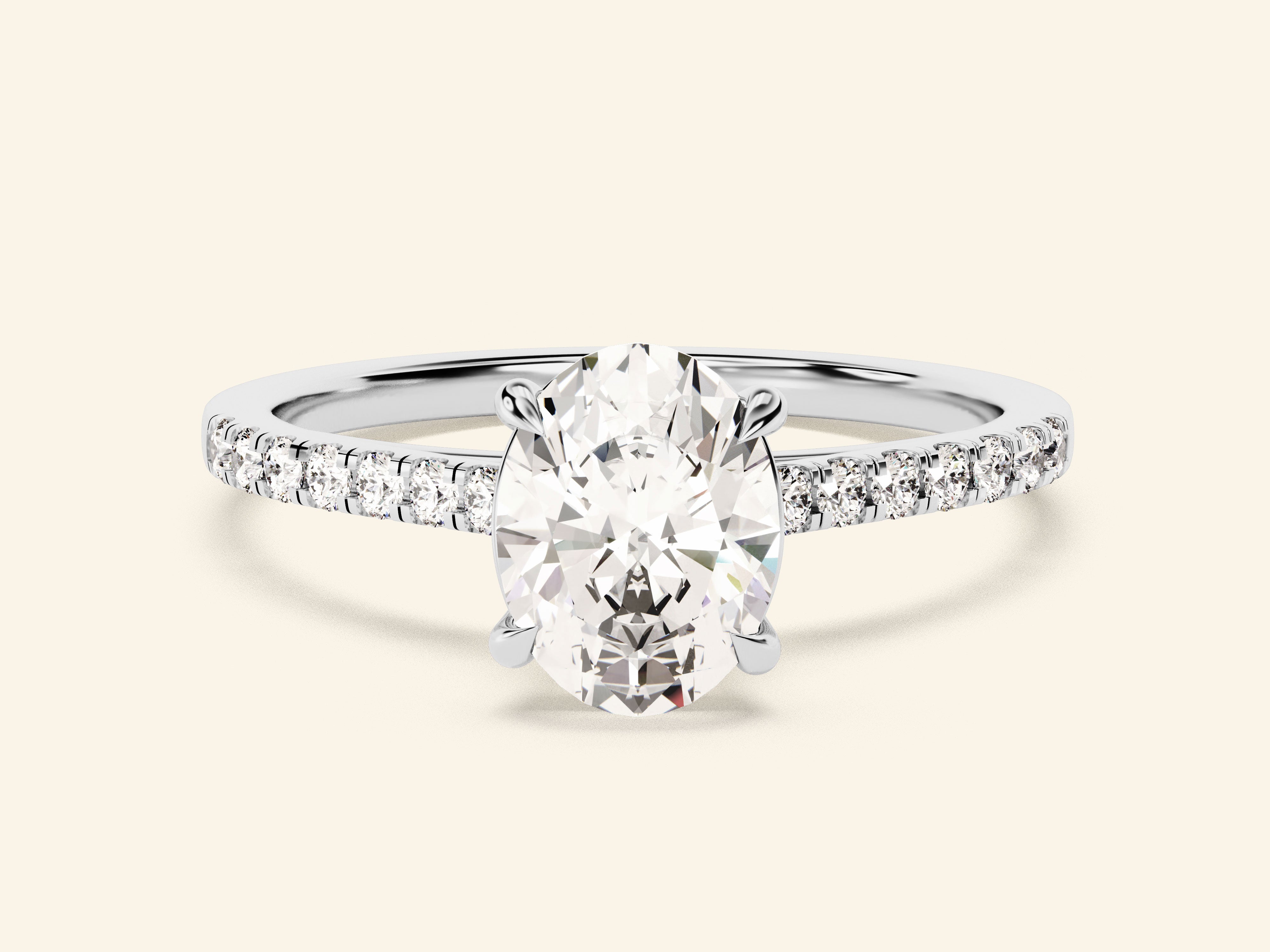 Oval Cut Engagement Ring with Pave Set Side Stones