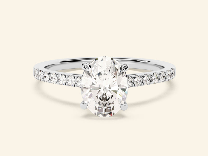 Oval Cut Engagement Ring with Pave Set Side Stones