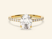 Oval Cut Engagement Ring with Pave Set Side Stones