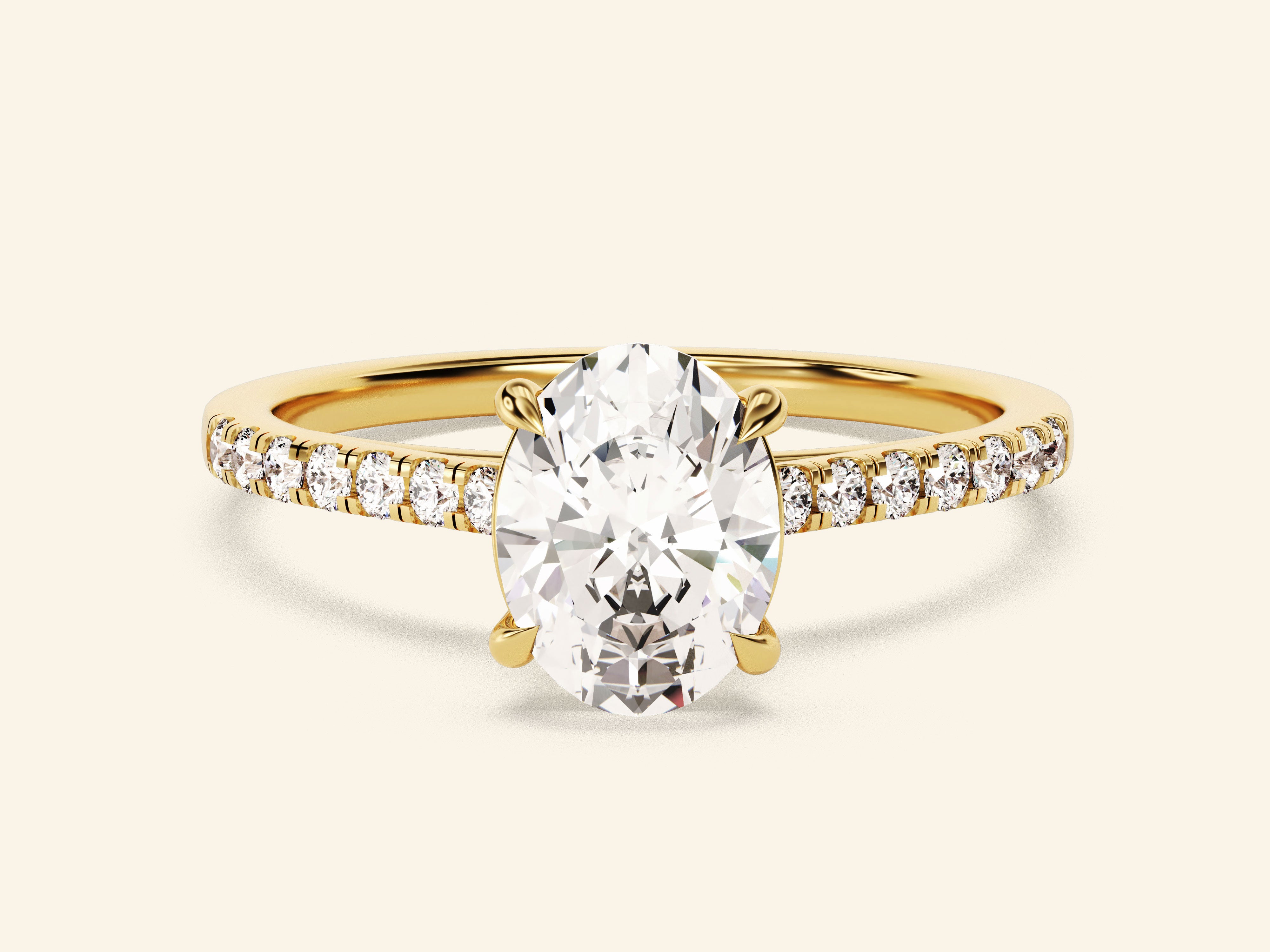 Oval Cut Engagement Ring with Pave Set Side Stones