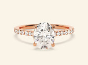 Oval Cut Engagement Ring with Pave Set Side Stones