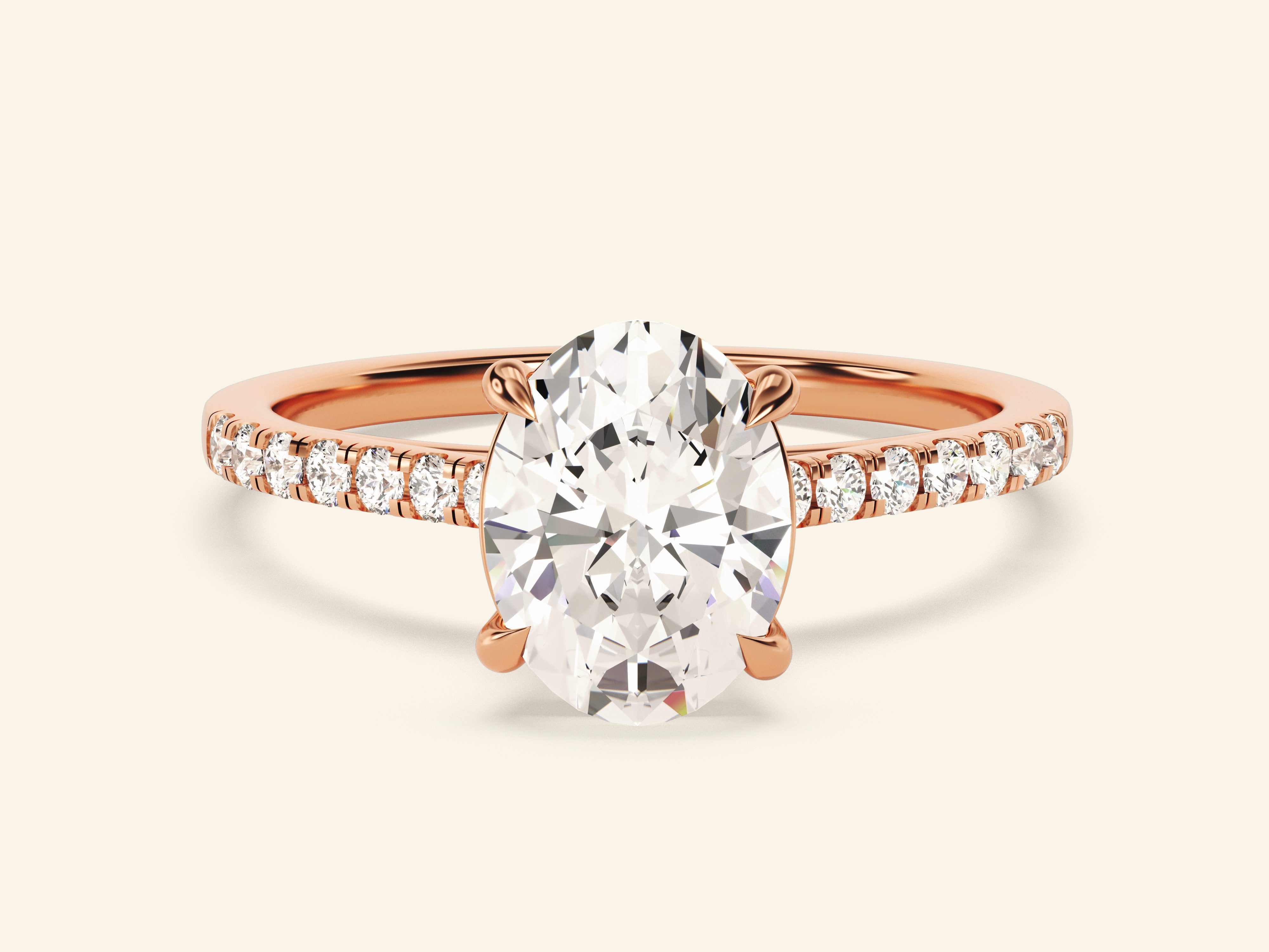 Oval Cut Engagement Ring with Pave Set Side Stones