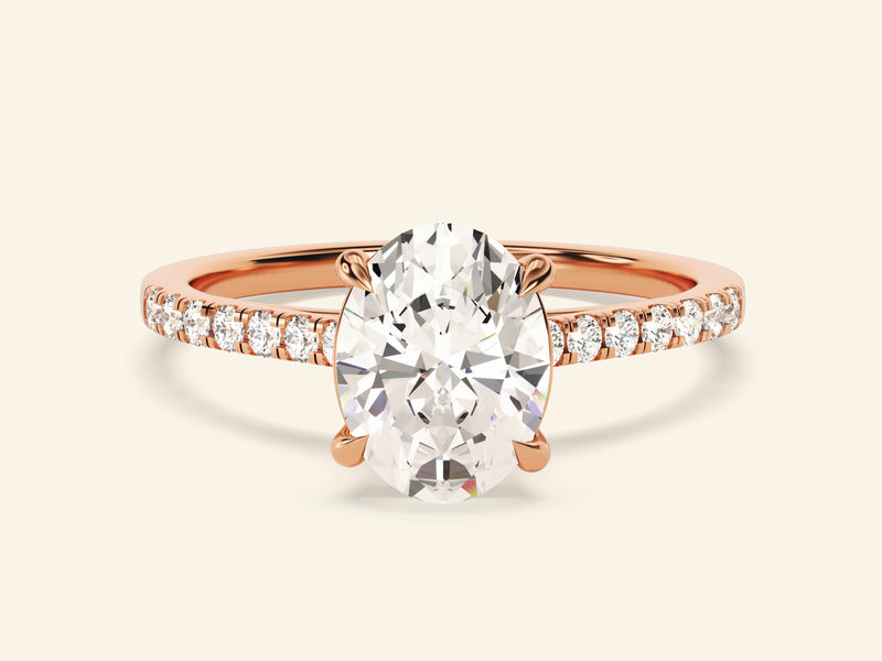 Oval Cut Engagement Ring with Pave Set Side Stones