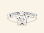 Oval Cut Engagement Ring with Pave Set Side Stones