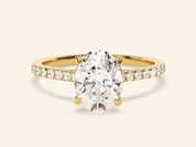 Oval Cut Engagement Ring with Pave Set Side Stones