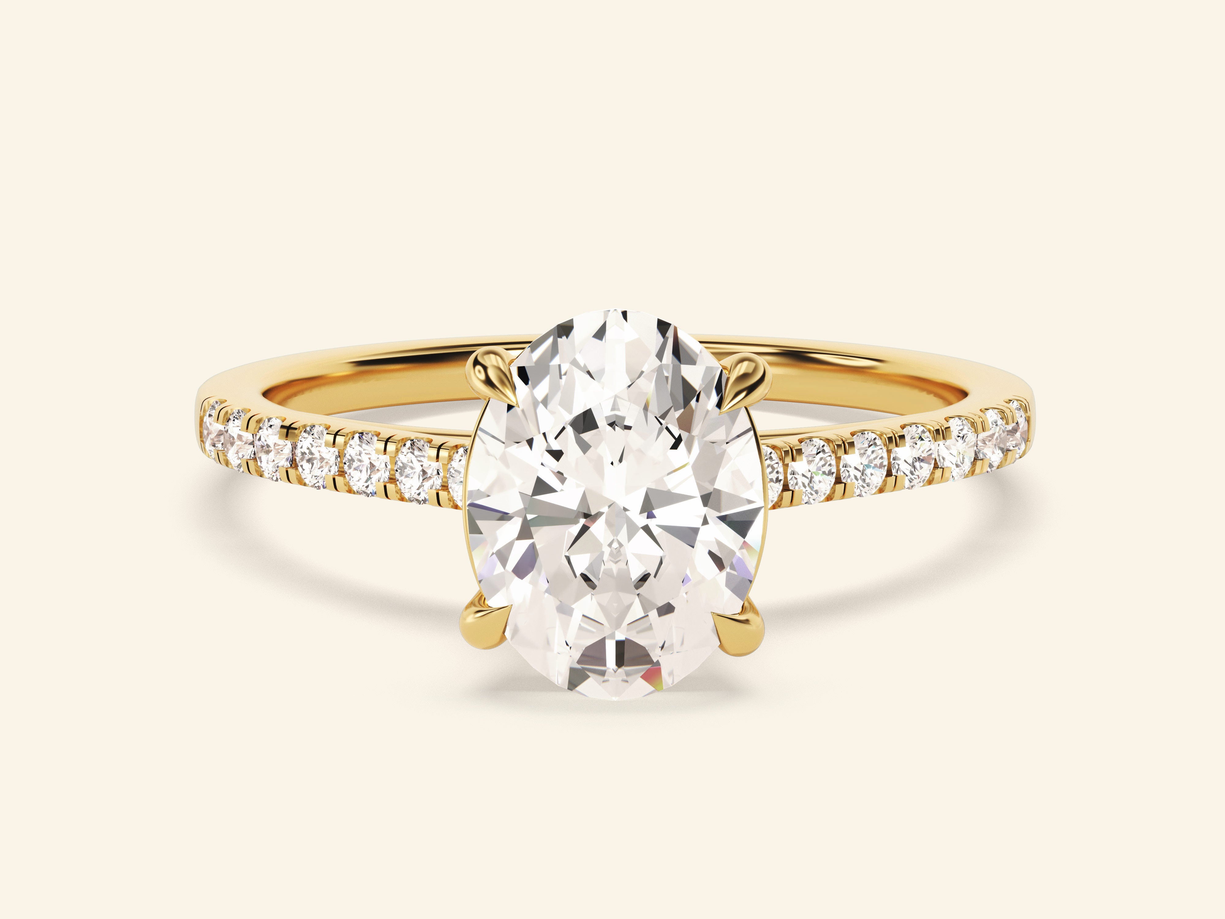 Oval Cut Engagement Ring with Pave Set Side Stones