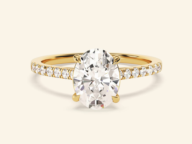 Oval Cut Engagement Ring with Pave Set Side Stones