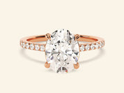 Oval Cut Engagement Ring with Pave Set Side Stones