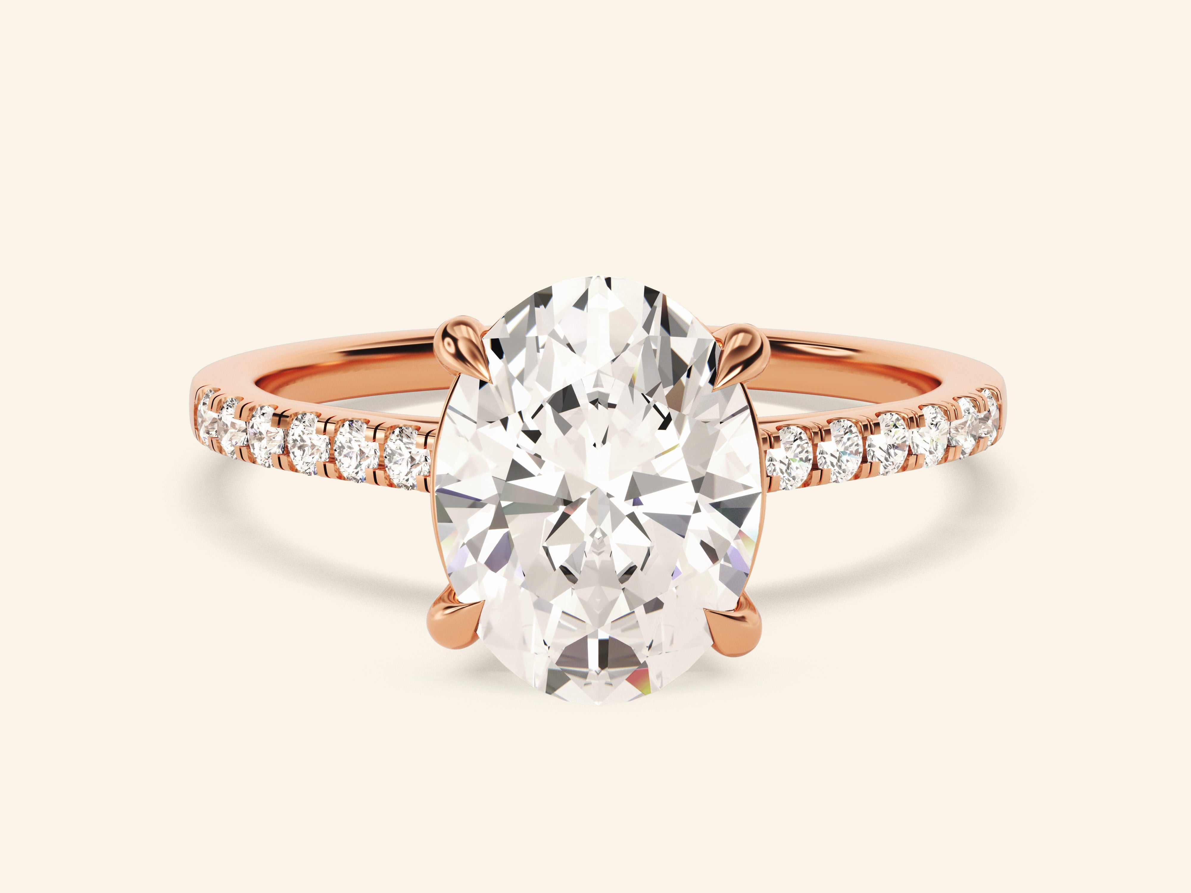 Oval Cut Engagement Ring with Pave Set Side Stones