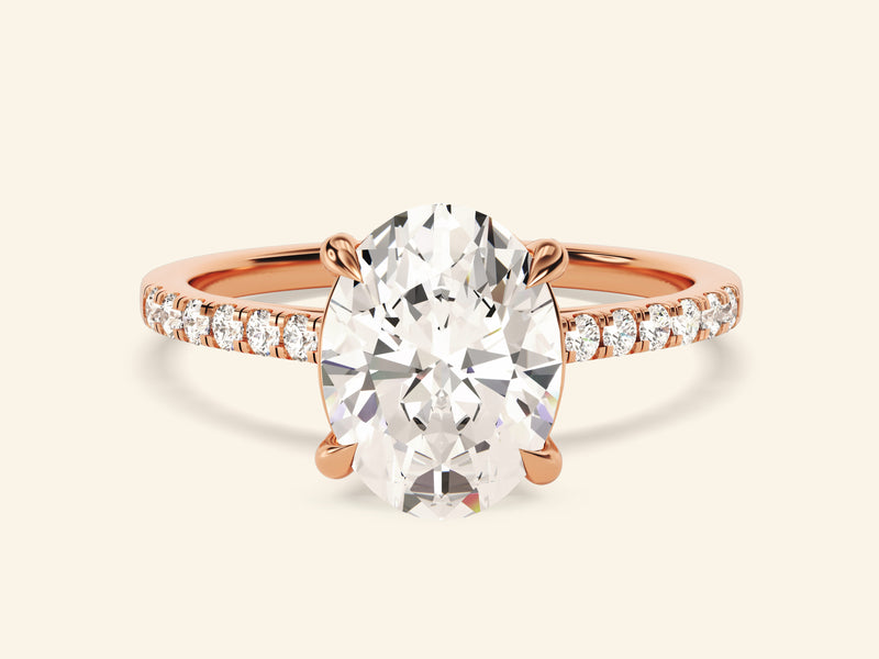 Oval Cut Engagement Ring with Pave Set Side Stones