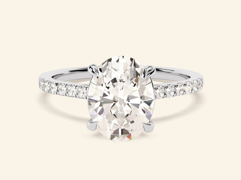 Oval Cut Engagement Ring with Pave Set Side Stones