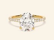 Oval Cut Engagement Ring with Pave Set Side Stones