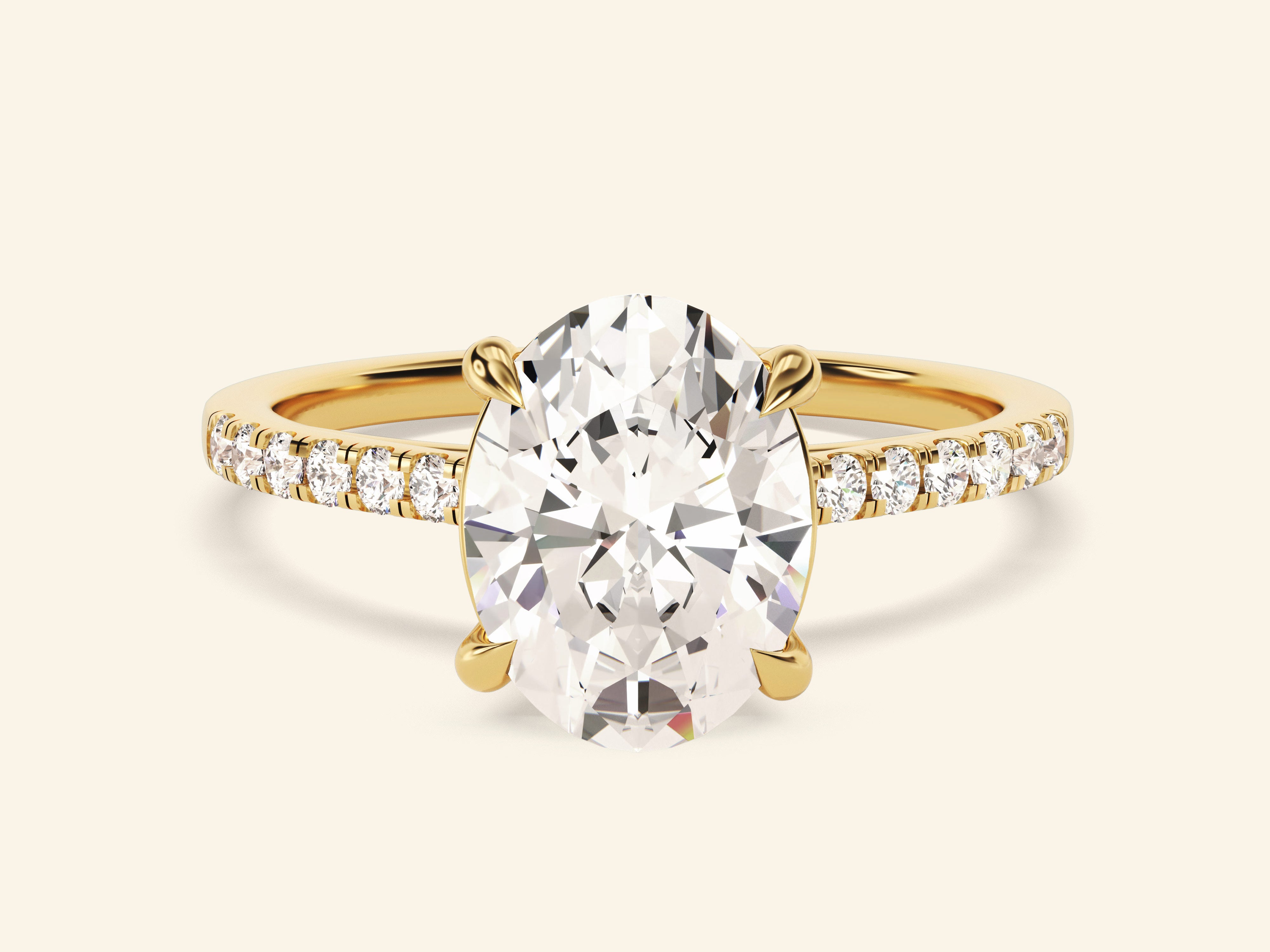 Oval Cut Engagement Ring with Pave Set Side Stones