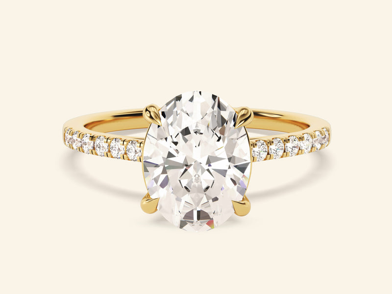 Oval Cut Engagement Ring with Pave Set Side Stones
