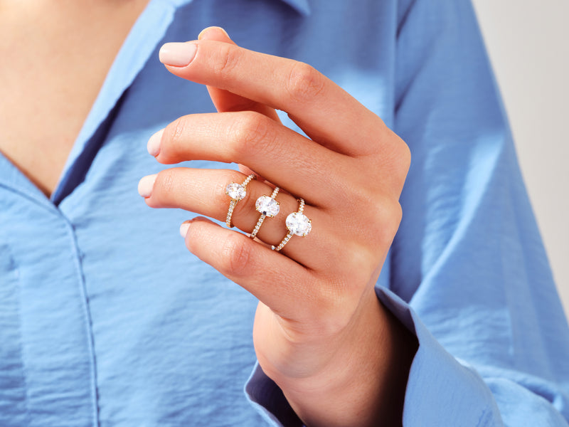 Oval Cut Engagement Ring with Pave Set Side Stones