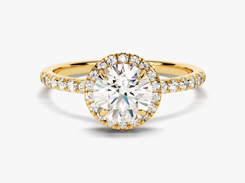 Round Cut Lab Grown Diamond Round Halo Engagement Ring (1.00 CT)