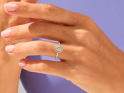 Round Halo Engagement Ring with Pave Set Side Stones