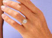 Round Halo Engagement Ring with Pave Set Side Stones
