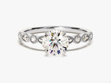 Milgrain Marquise Side Stone Lab Grown Diamond Engagement Ring (1.00 CT)