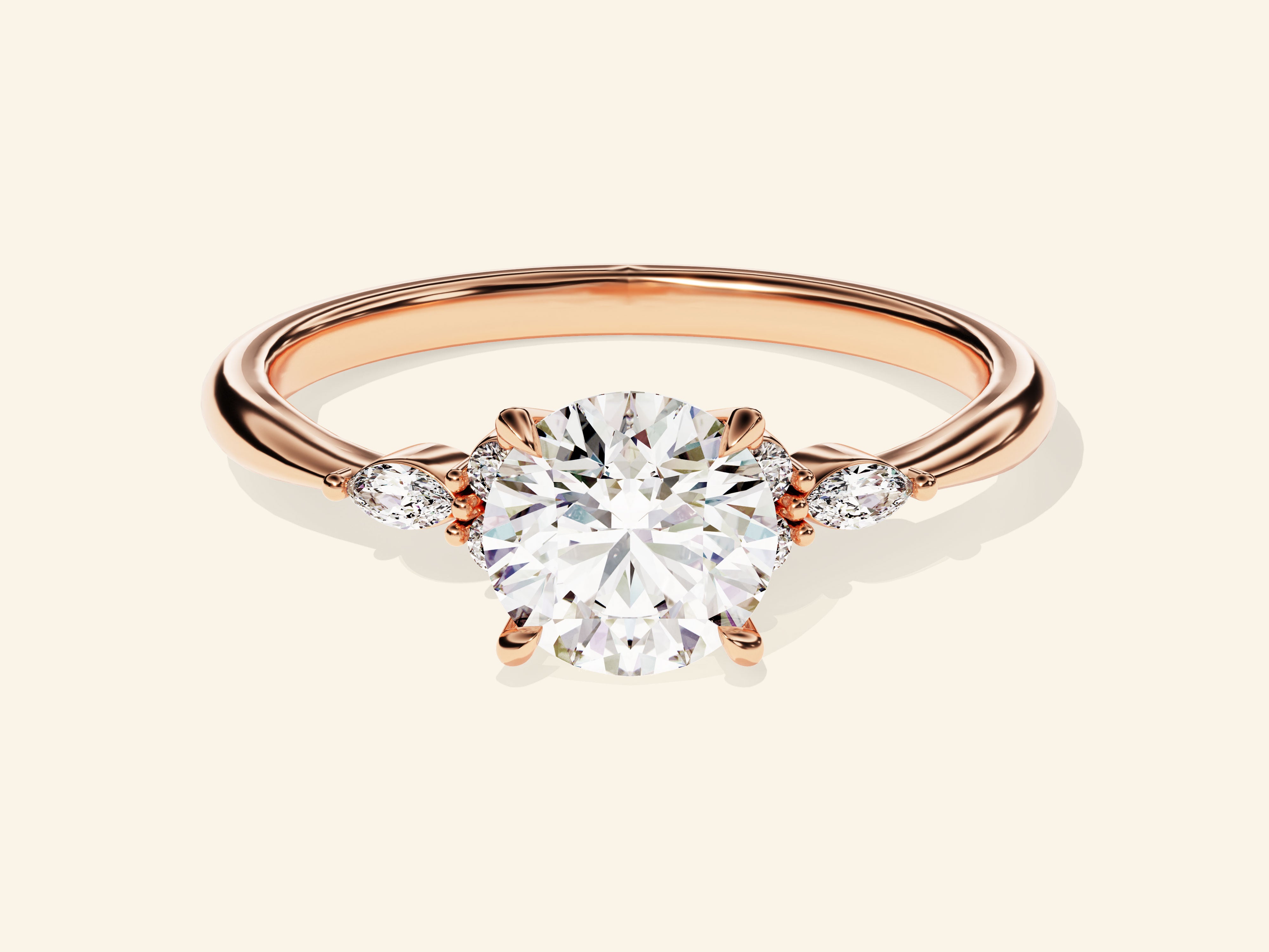 Cluster Accent Round Cut Engagement Ring