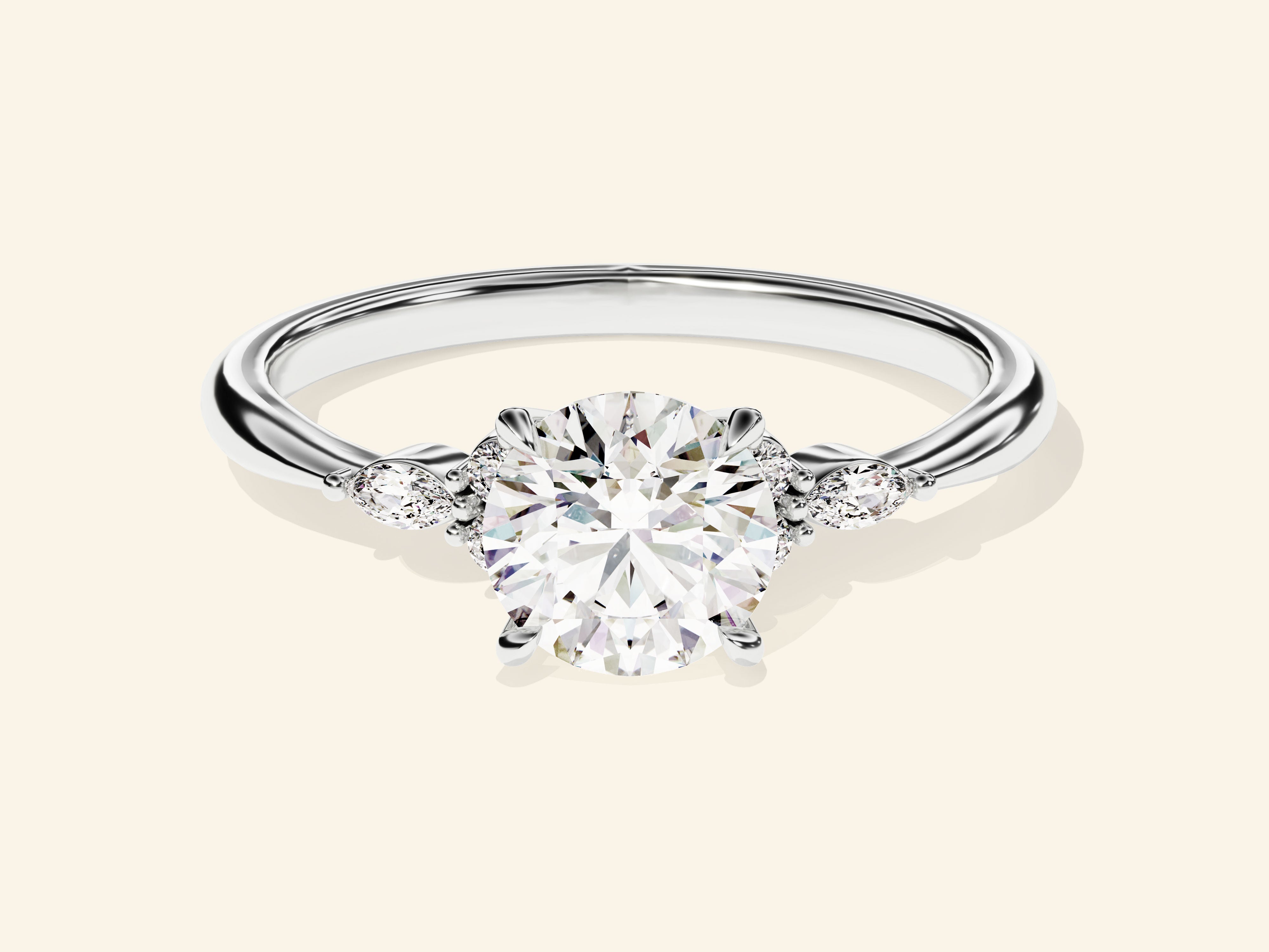 Cluster Accent Round Cut Engagement Ring
