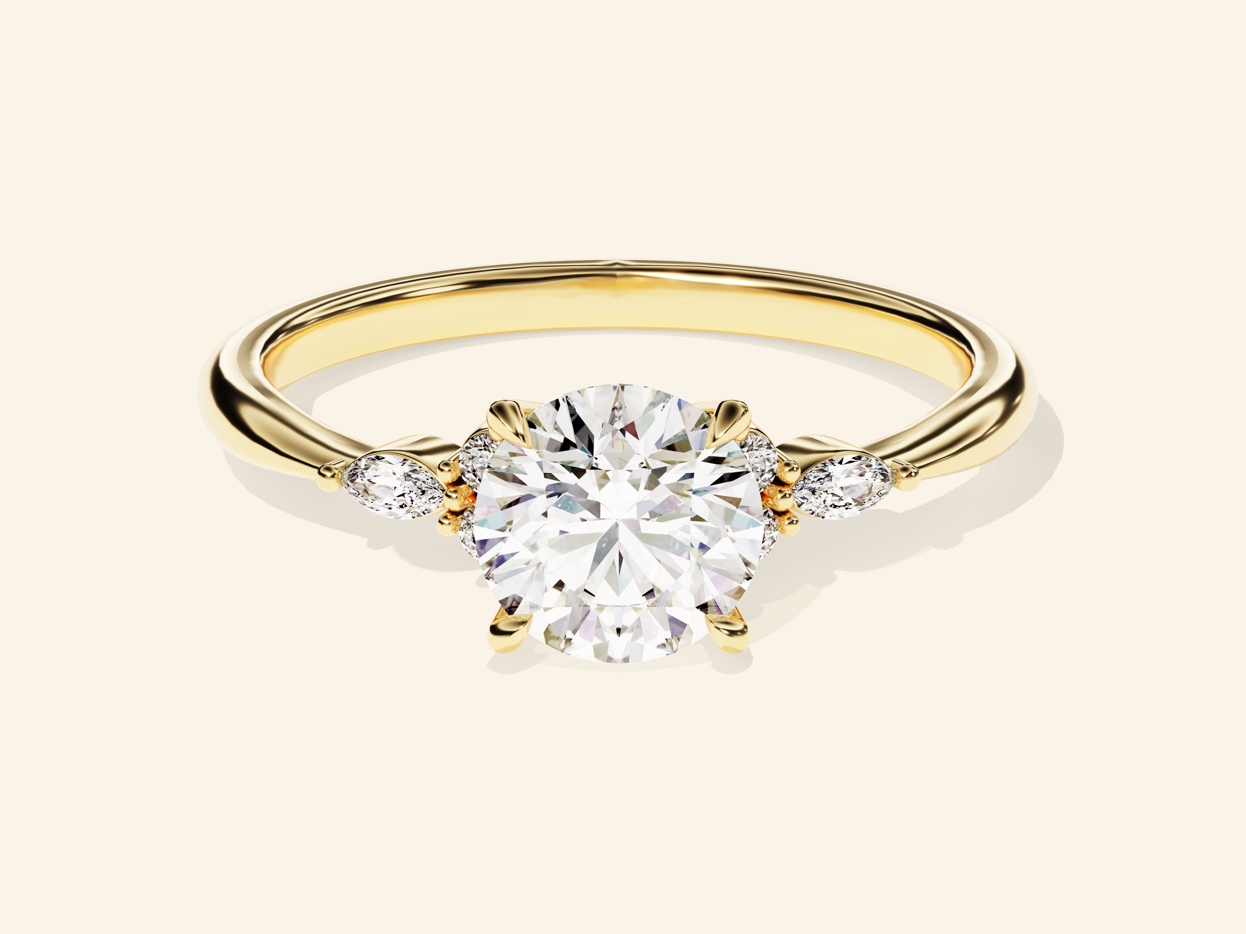 Cluster Accent Round Cut Engagement Ring